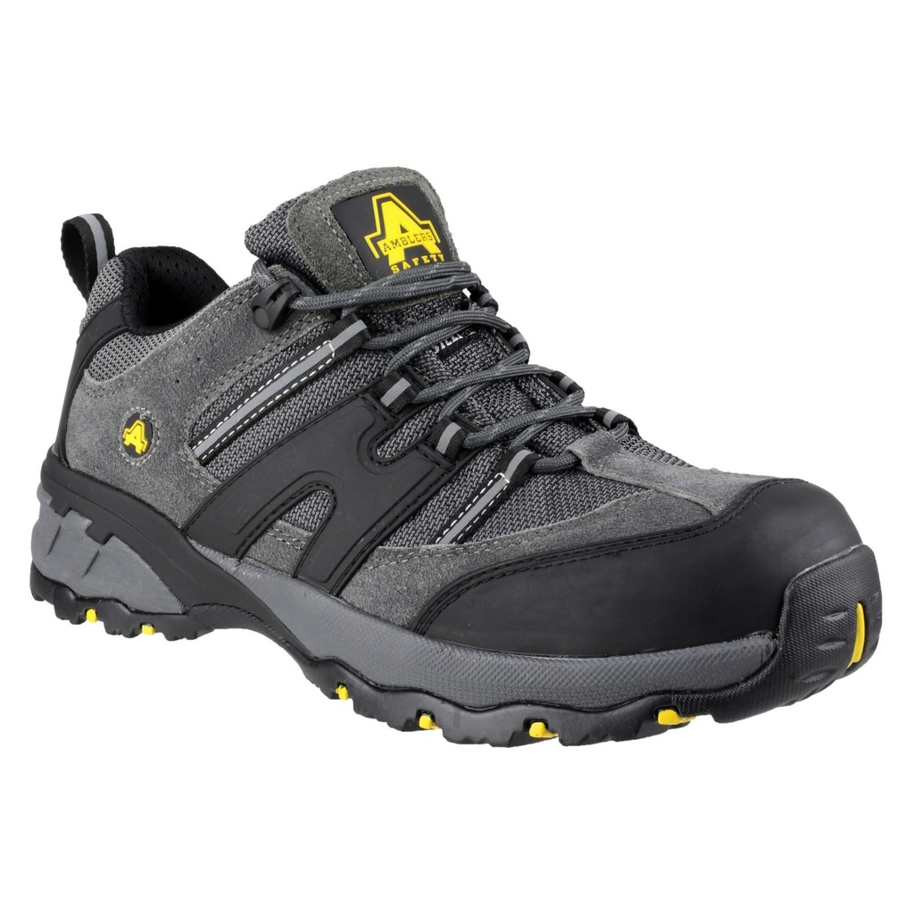 Grey Suede/Nylon Safety Shoes, Steel Midsole