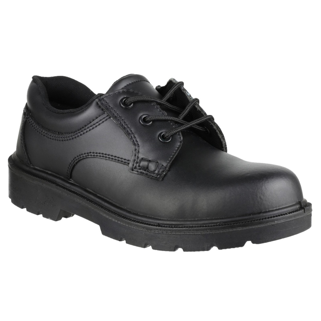Safety Shoes Black 3-Eyelet Gibson, Padded Collar, Steel Midsole