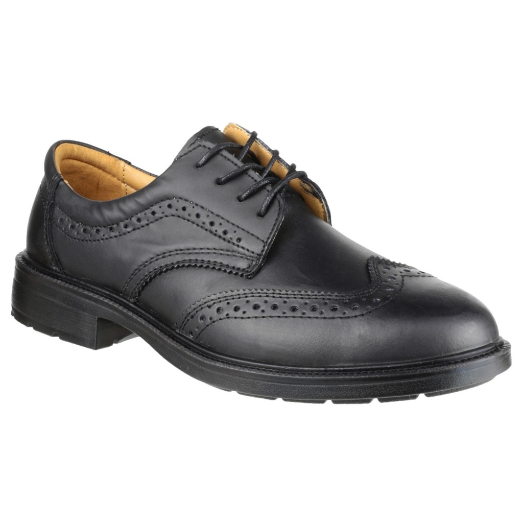 Black 4-Eyelet Leather Lined Brogue Safety Shoes
