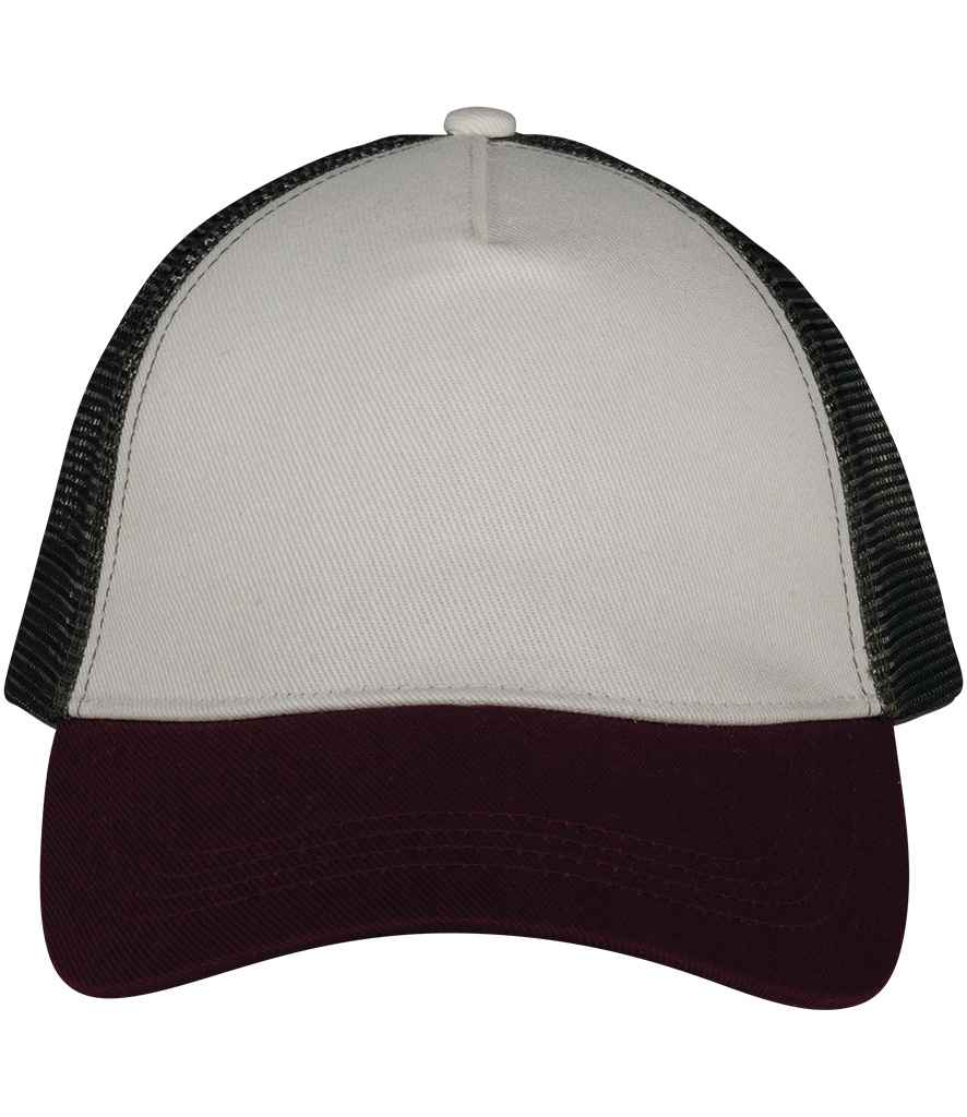 [NS035 I/C/K ONE] Native Spirit 5 Panel Trucker Cap (Ivory/Cherry/Khaki)