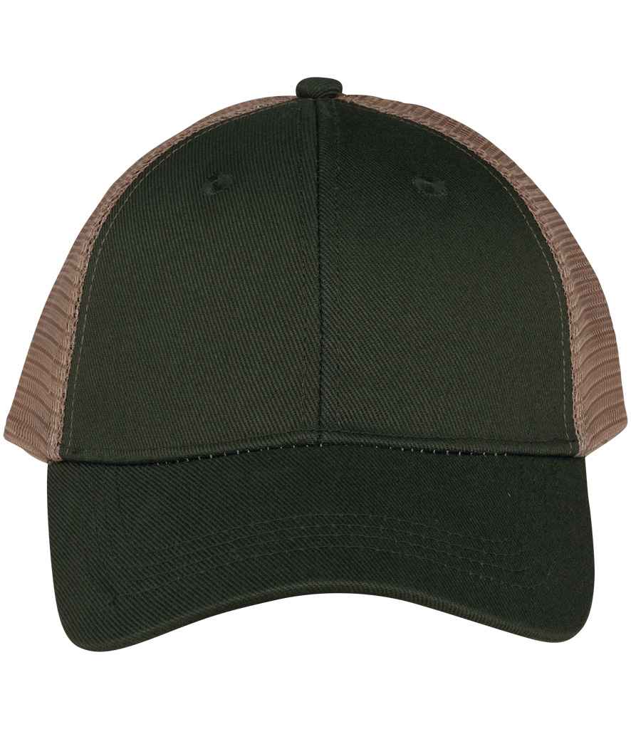 [NS036 OK/BE ONE] Native Spirit 6 Panel Trucker Cap (Organic Khaki/Beige)
