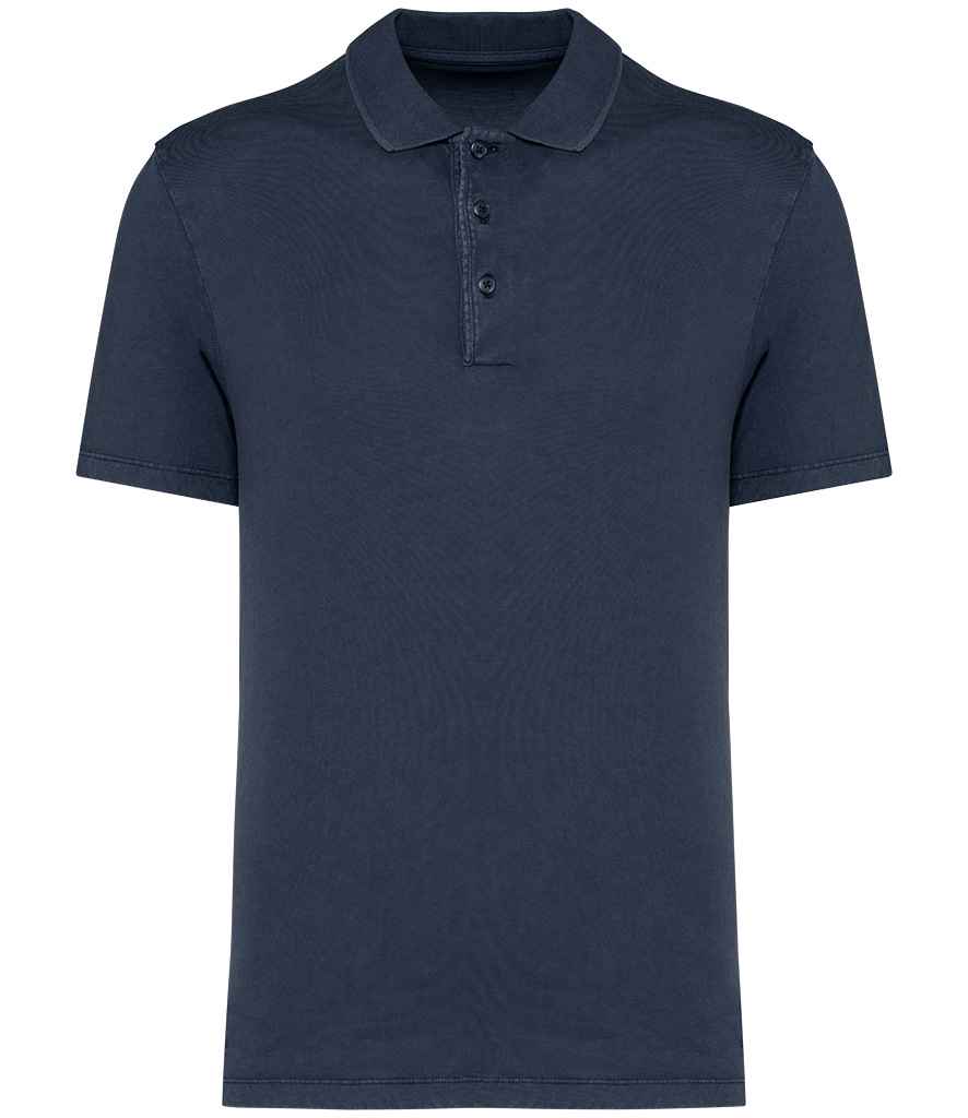 [NS201 WNV S] Native Spirit Washed Jersey Polo Shirt (S, Washed Navy)