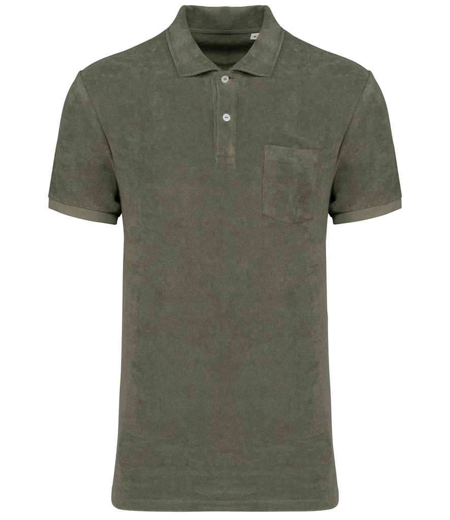 [NS227 ORK S] Native Spirit Terry Towel Polo Shirt (S, Organic Khaki)