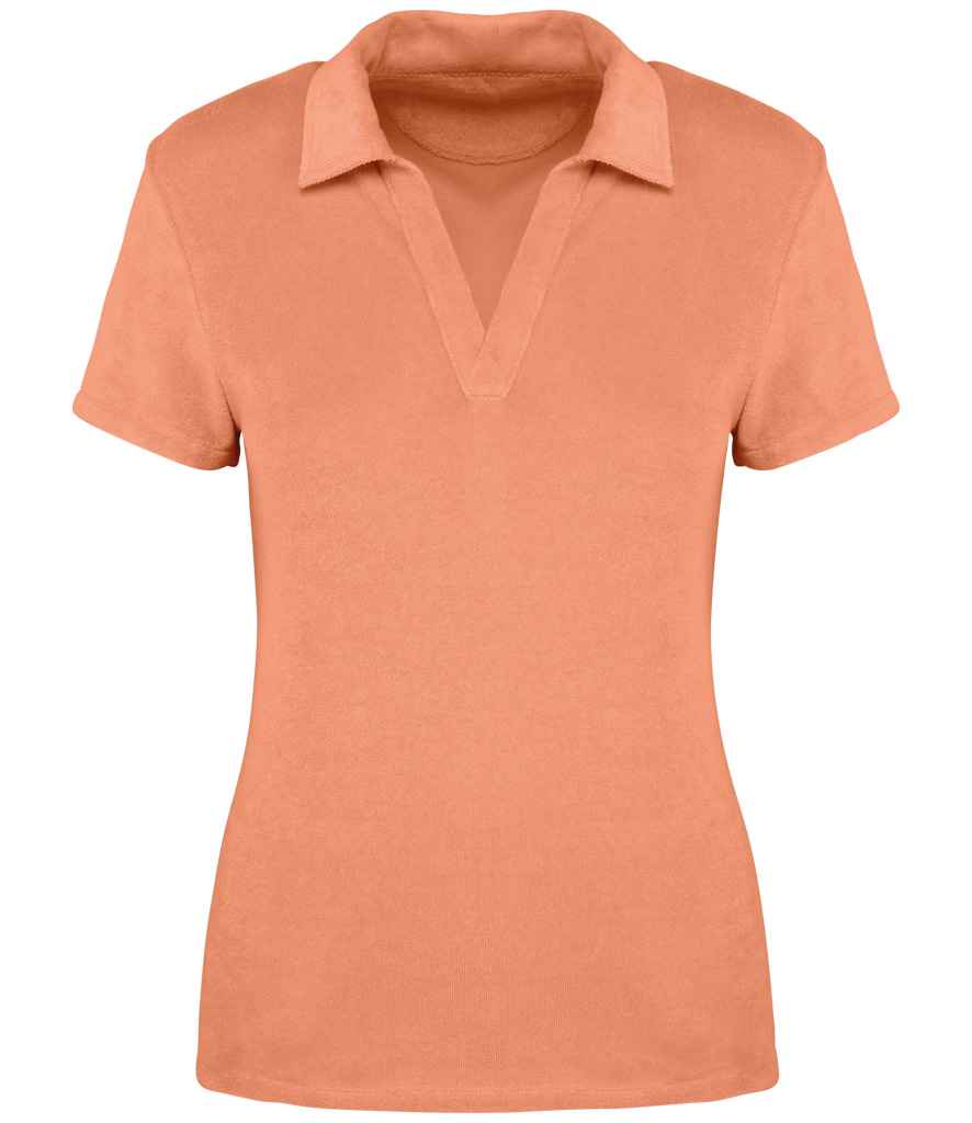 [NS228 APR XS] Native Spirit Ladies Terry Towel Polo Shirt (XS, Apricot)