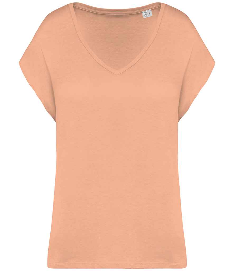 [NS312 APR S] Native Spirit Ladies Oversized V Neck T-Shirt (S, Apricot)