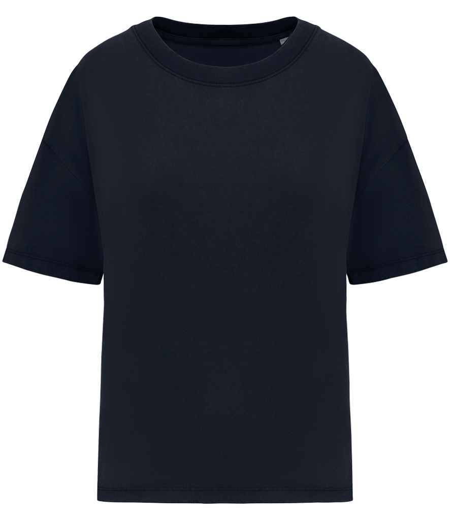 [NS327 WNV S/M] Native Spirit Ladies Oversize Washed Effect T-Shirt (S/M, Washed Navy)