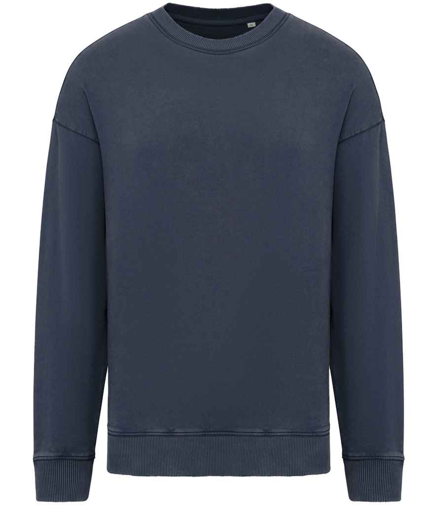 [NS447 WNV XS] Native Spirit Unisex Washed Effect Oversize Sweatshirt (XS, Washed Navy)