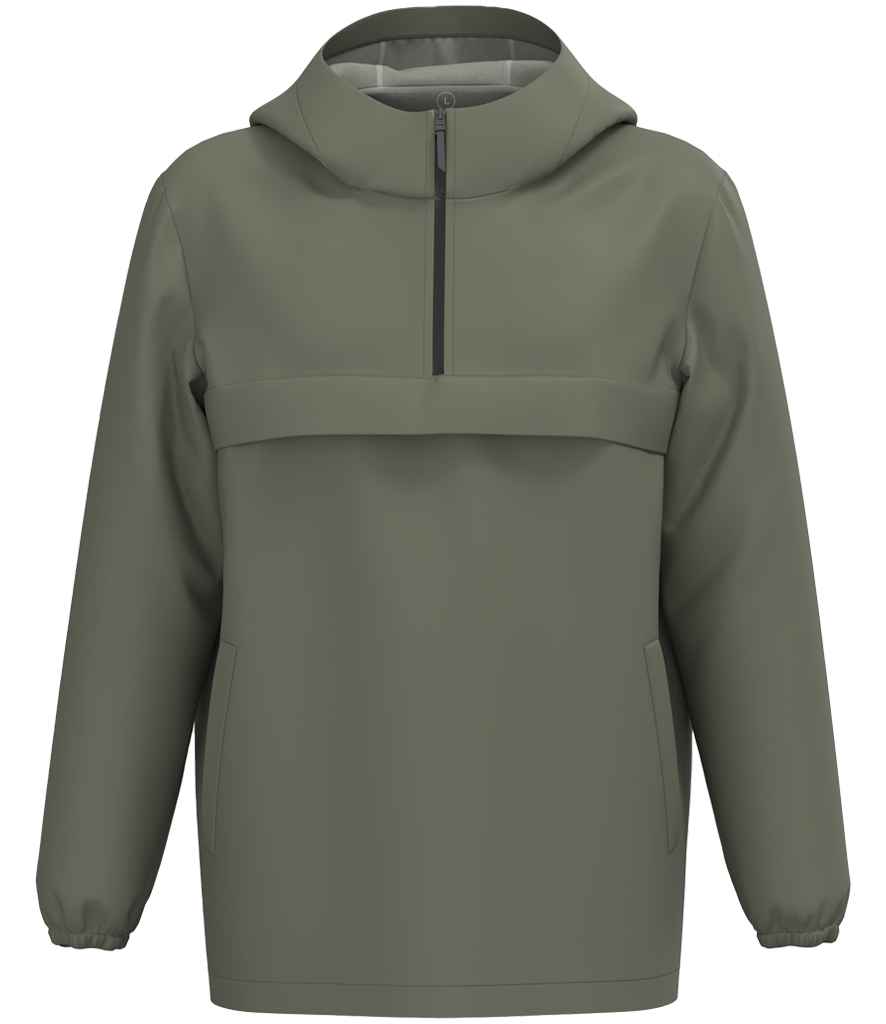 [NS616 ORK XXS] Native Spirit Unisex Waterproof 1/4 Zip Windbreaker (XXS, Organic Khaki)