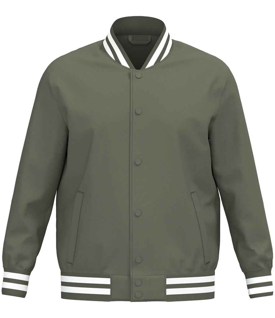 [NS618 ORK XS] Native Spirit Unisex Varsity Padded Jacket (XS, Organic Khaki)