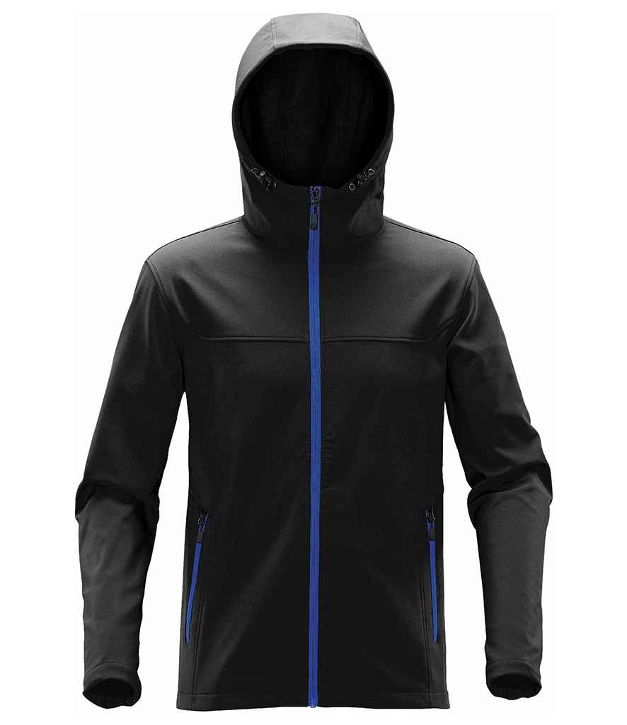 [KSH1 BK/AZ S] Stormtech Orbiter Hooded Soft Shell Jacket (S, Black/Azure)