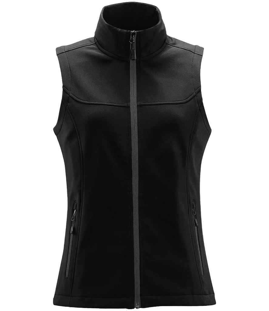 [KSV1W B/DLP XS] Stormtech Ladies Orbiter Soft Shell Bodywarmer (XS, Black/Dolphin)