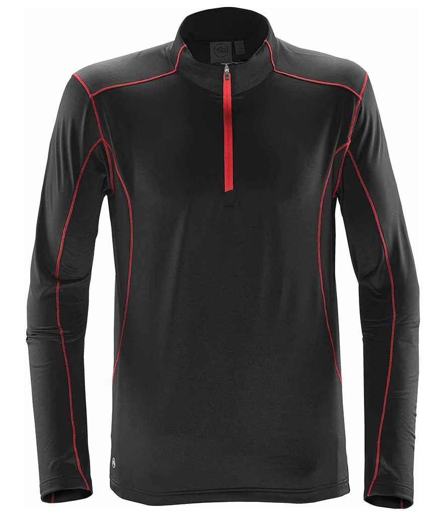 [TFW1 BK/BR S] Stormtech Pulse Fleece Pullover Zip Neck Top (S, Black/Bright Red)