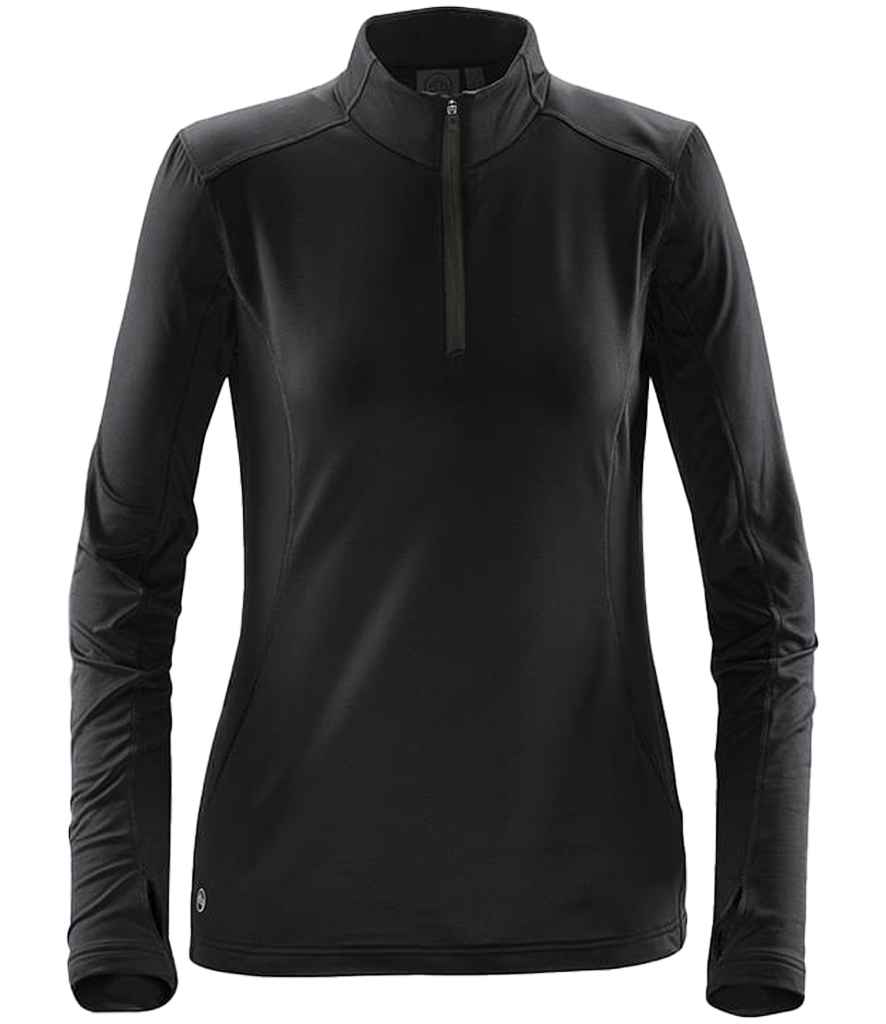 [TFW1W B/CBO XS] Stormtech Ladies Pulse Fleece Pullover Zip Neck Top (XS, Black/Carbon)
