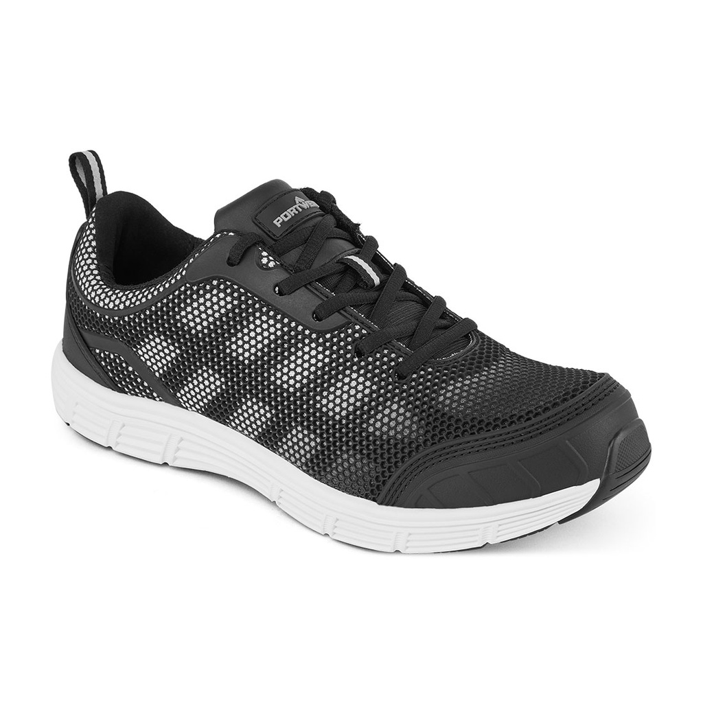 [FT15BKW36] Steel Textile Trainer  S1P FO SR (Black/White, 36)