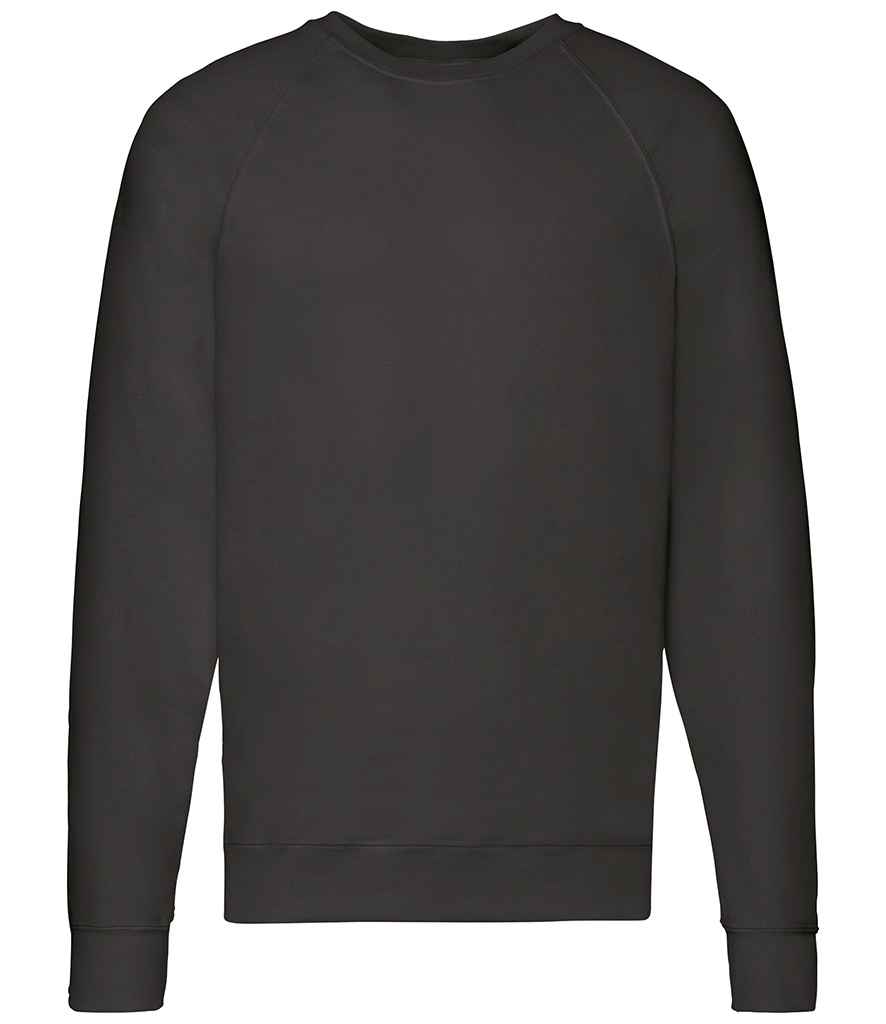 [SS120 BLK S] Fruit of the Loom Lightweight Raglan Sweatshirt (S, Black)