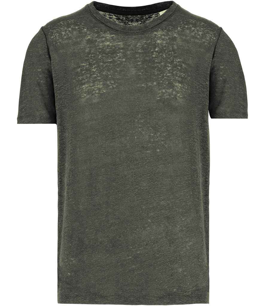 [SP320 ORK S] Spasso Crew Neck Linen T-Shirt (S, Organic Khaki)