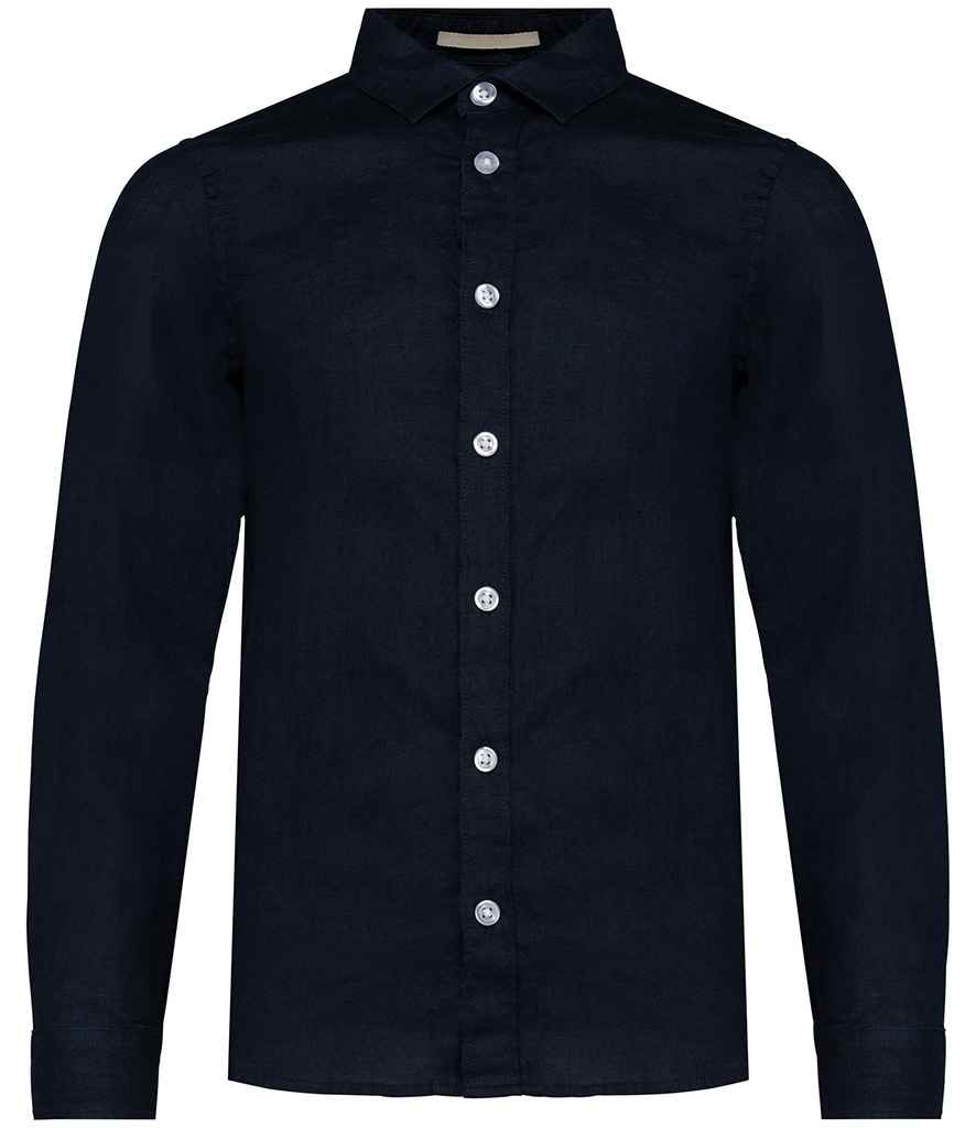[SP512 NAV 4-6] Spasso Kids Long Sleeve Linen Shirt (4-6, Navy)