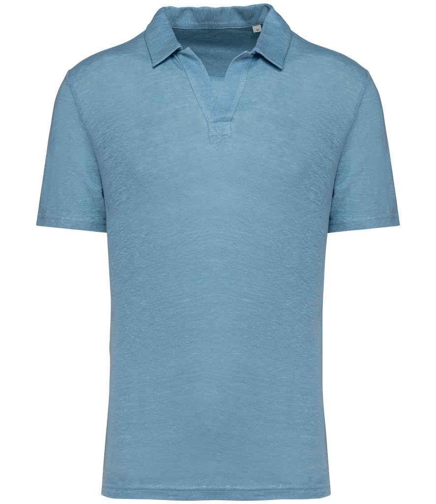 [SP220 CBE S] Spasso Linen Polo Shirt (S, Cool Blue)