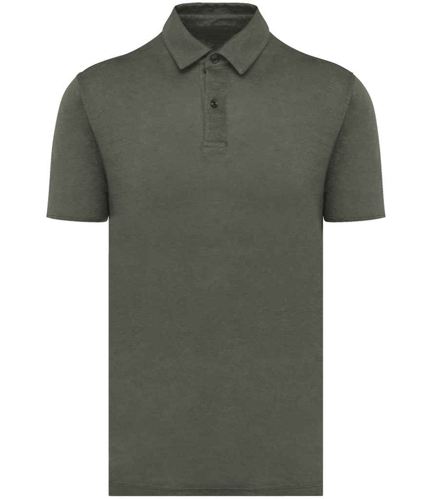[SP217 ORK S] Spasso Knitted Linen Polo Shirt (S, Organic Khaki)