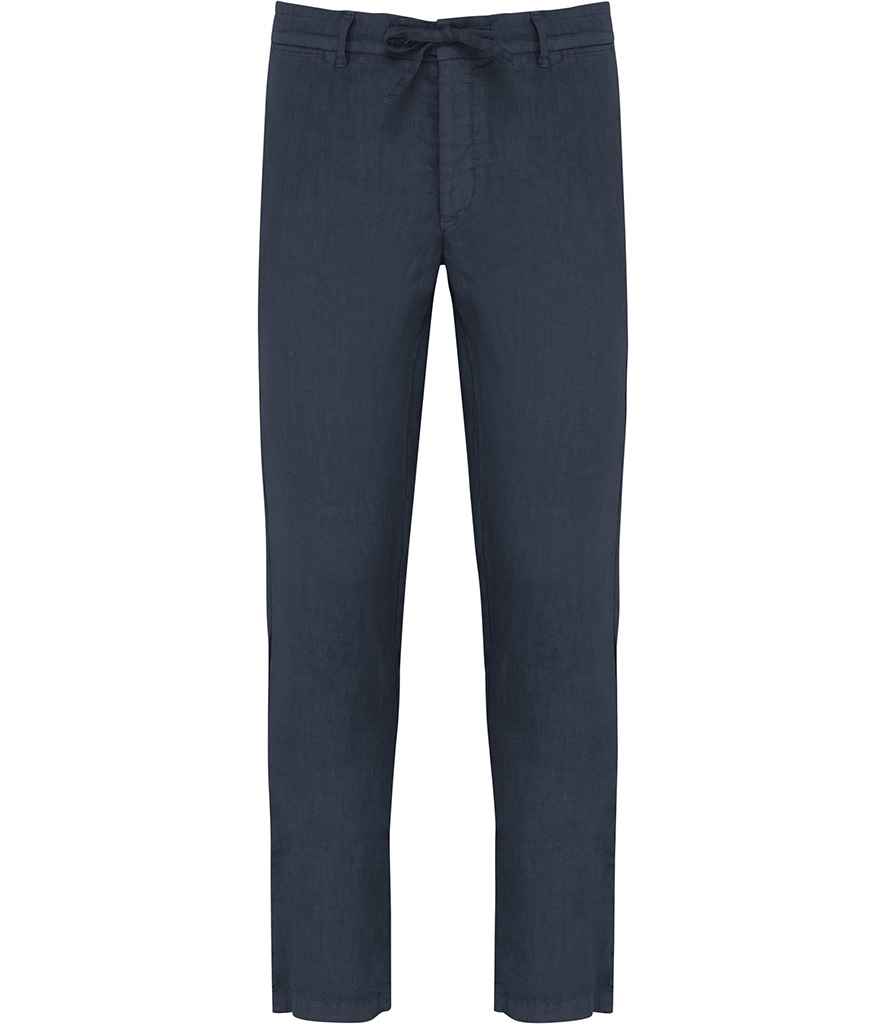 [SP732 WNV 38] Spasso Faded Linen Trousers (38, Washed Navy)