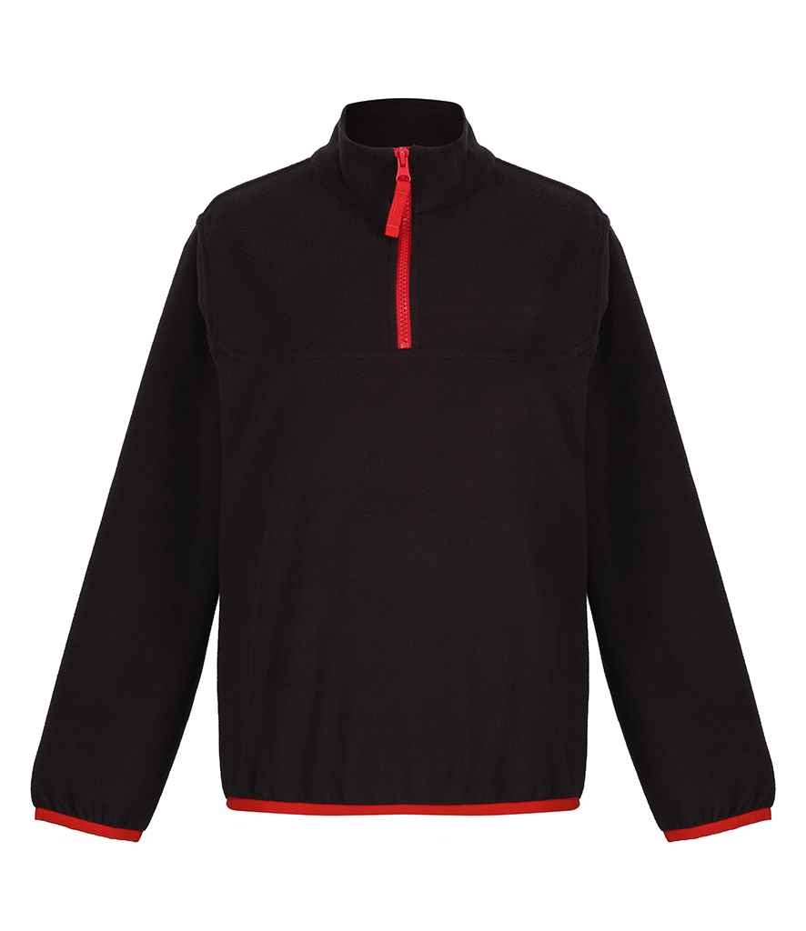 [RG335 BK/CS 3-4] Regatta Kids Half Zip Micro Fleece Jacket (3-4, Black/Classic Red)