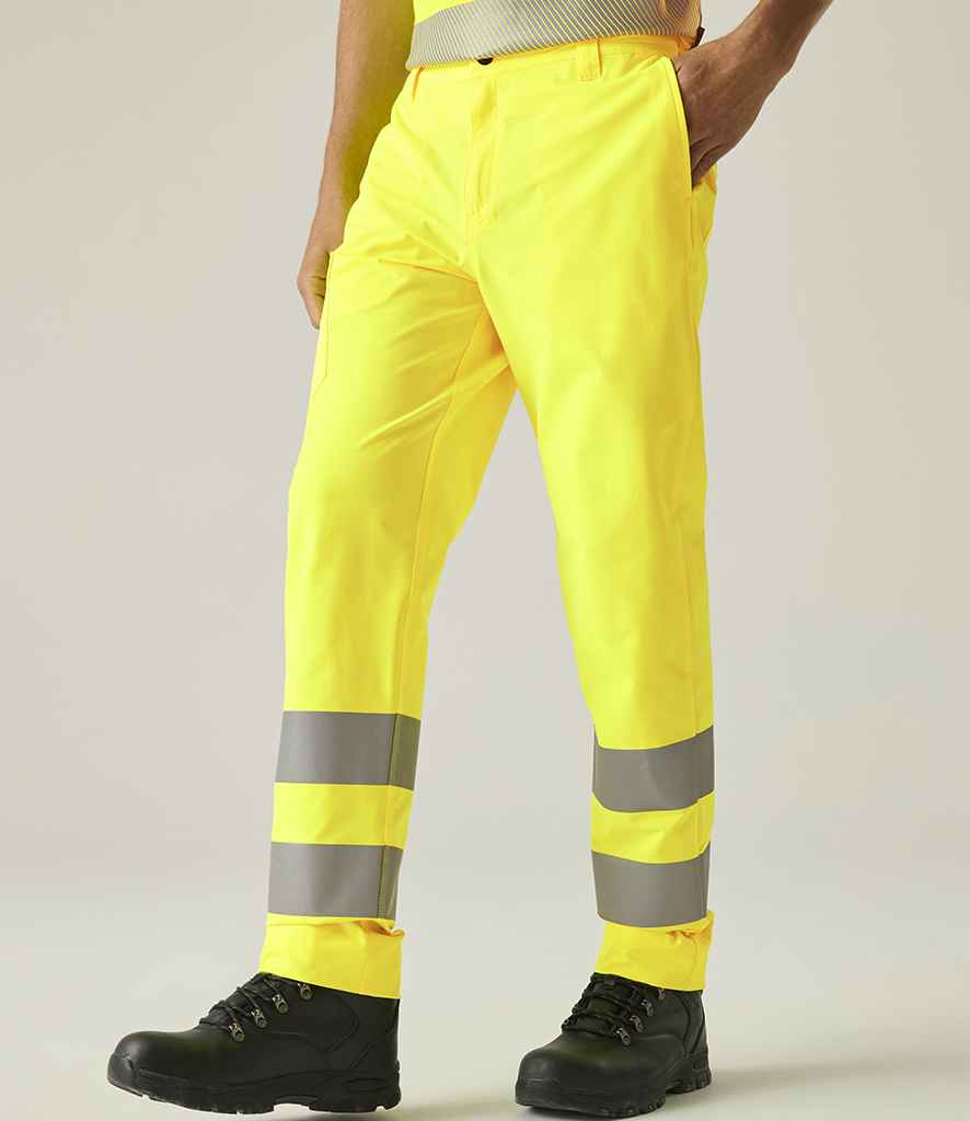 [RG547 YEL 28] Regatta High Visibility Pro Contract Stretch Action Trousers (28, Yellow)