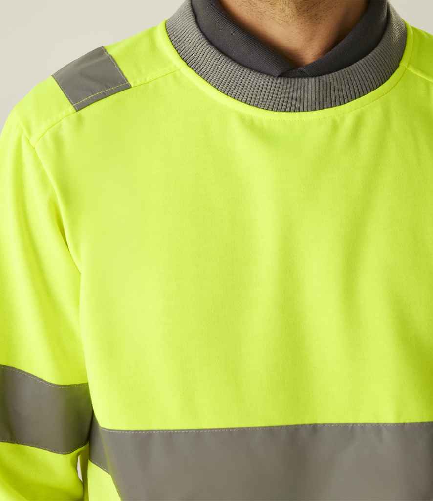 [RG563 YEL S] Regatta High Visibility Pro Contract Crew Neck Sweatshirt (S, Yellow)