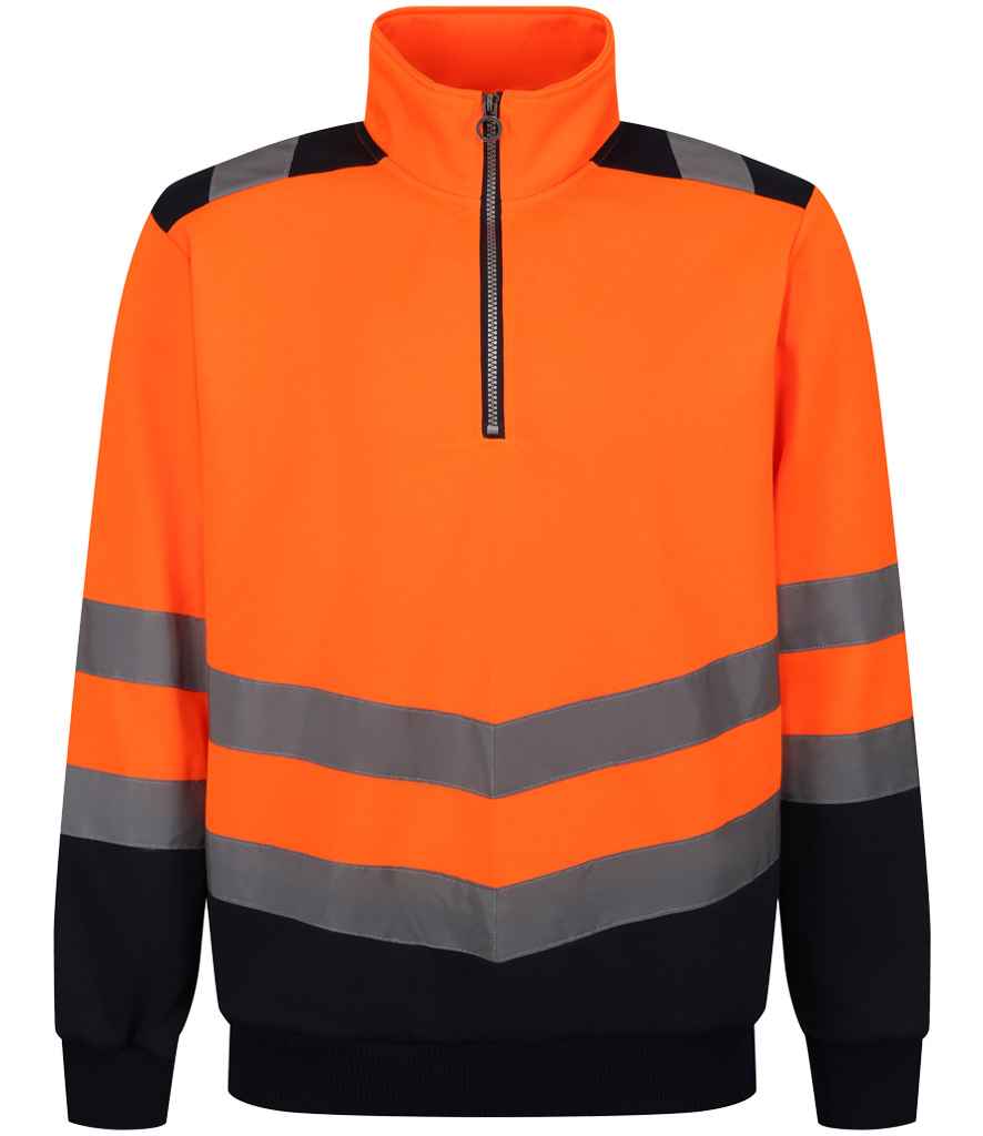 [RG460 OR/NV S] Regatta High Visibility Pro 1/4 Zip Sweatshirt (S, Orange/Navy)