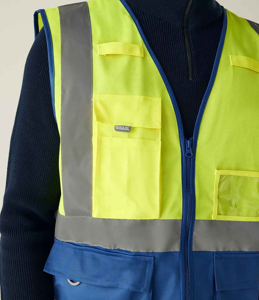 [RG464 YL/RY S] Regatta High Visibility Pro Executive Vest (S, Yellow/Royal Blue)