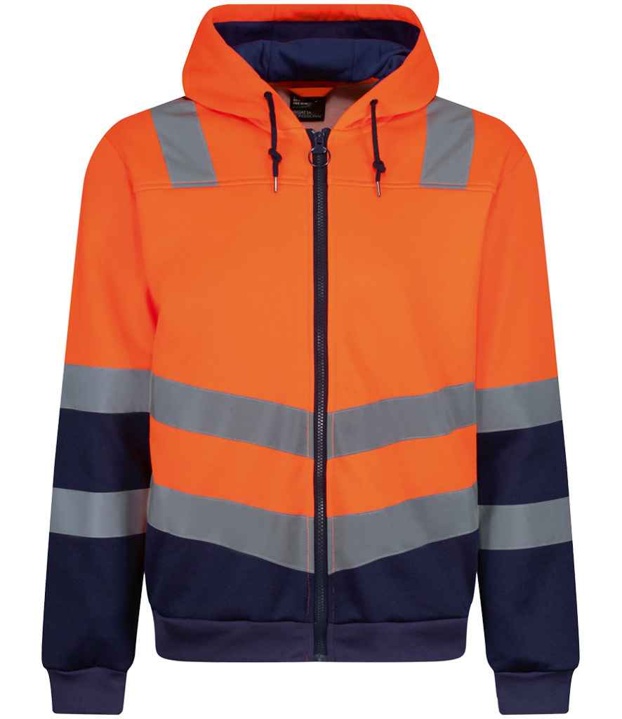 [RG485 OR/NV S] Regatta High Visibility Pro Full Zip Hoodie (S, Orange/Navy)