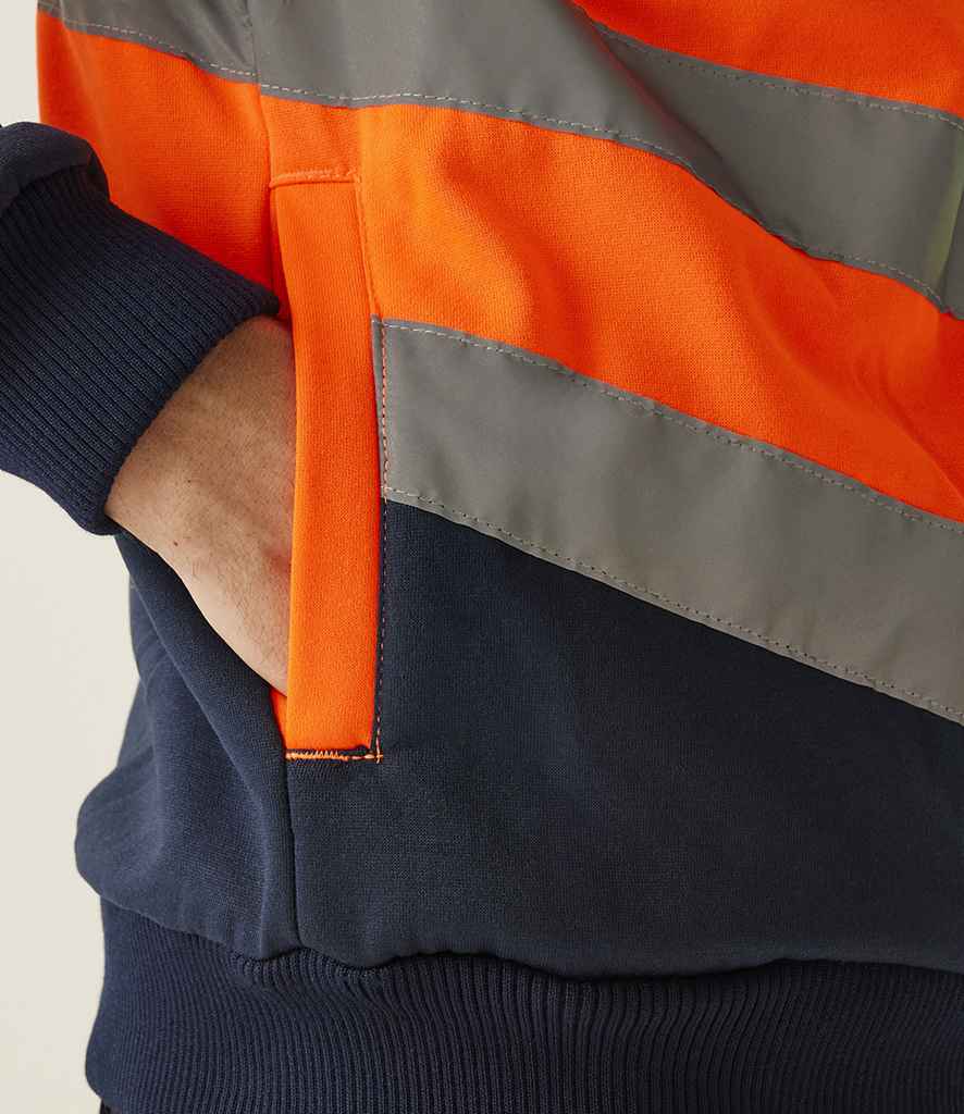 [RG485 OR/NV S] Regatta High Visibility Pro Full Zip Hoodie (S, Orange/Navy)