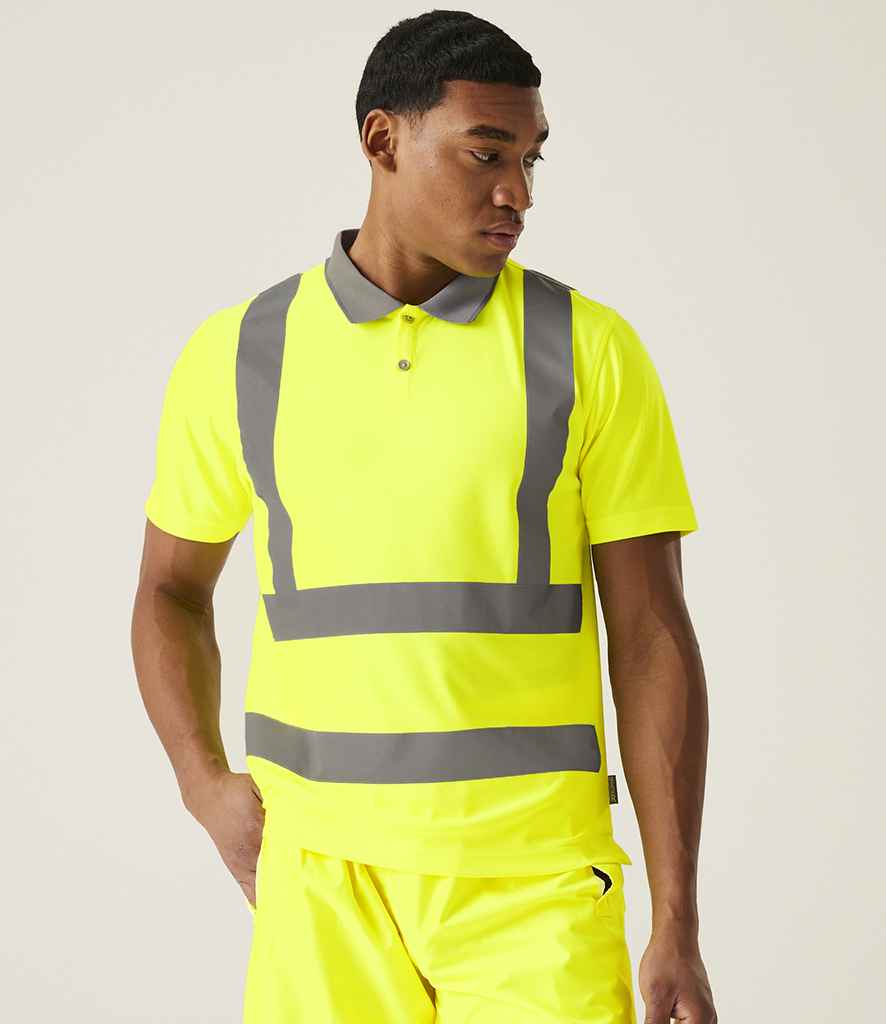 [RG555 YEL S] Regatta High Visibility Pro Contract Polo Shirt (S, Yellow)