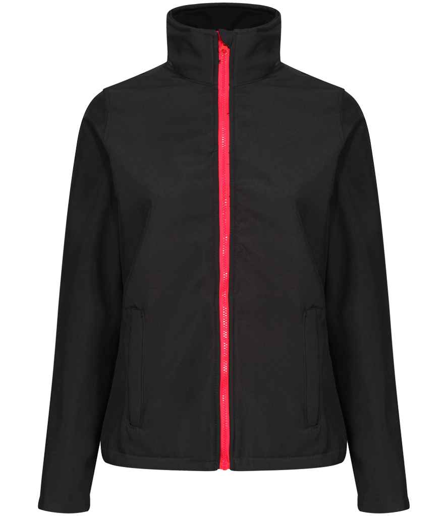 [RG628 BK/CS 10] Regatta Ladies Ablaze Printable Soft Shell Jacket (10, Black/Classic Red)
