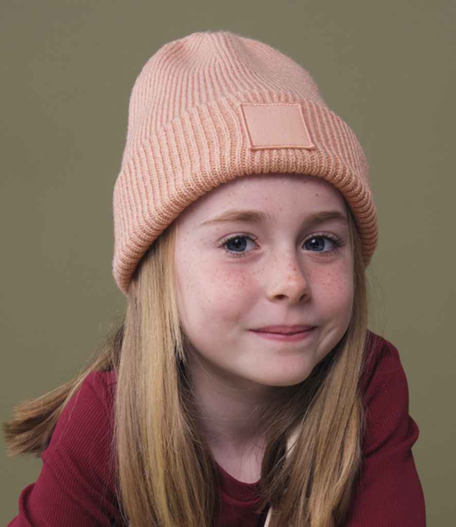[BB336B PCH ONE] Beechfield Kids Deep Cuffed Tonal Patch Beanie (Peach)