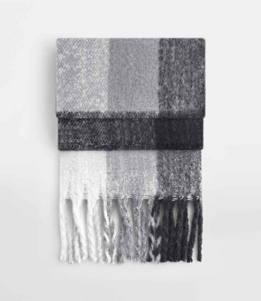 [BB494R GYC ONE] Beechfield Fluffy Check Scarf (Grey Check)