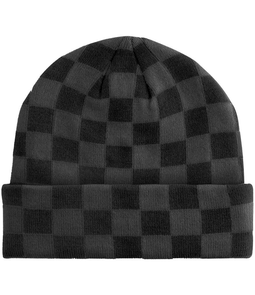 [BB531 BK/CH ONE] Beechfield Checkerboard Beanie (Black/Charcoal)