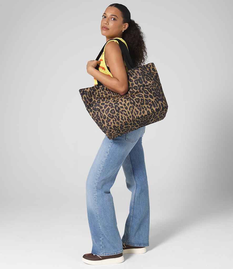 [BG194 LPD ONE] BagBase Leopard Print Carryall Tote Bag