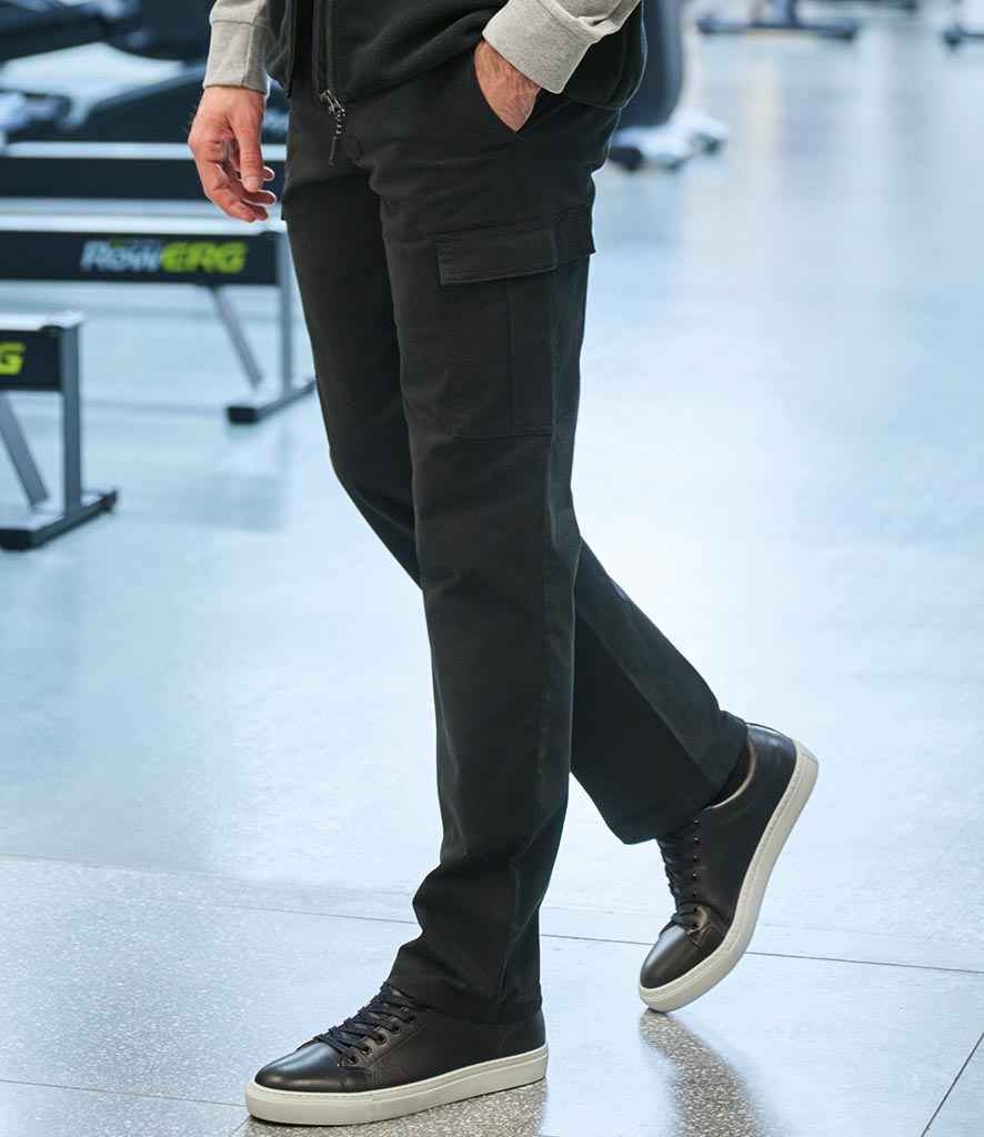 [BK513 BLK 32/R] Brook Taverner Durham Chino Cargo Trousers (32/R, Black)