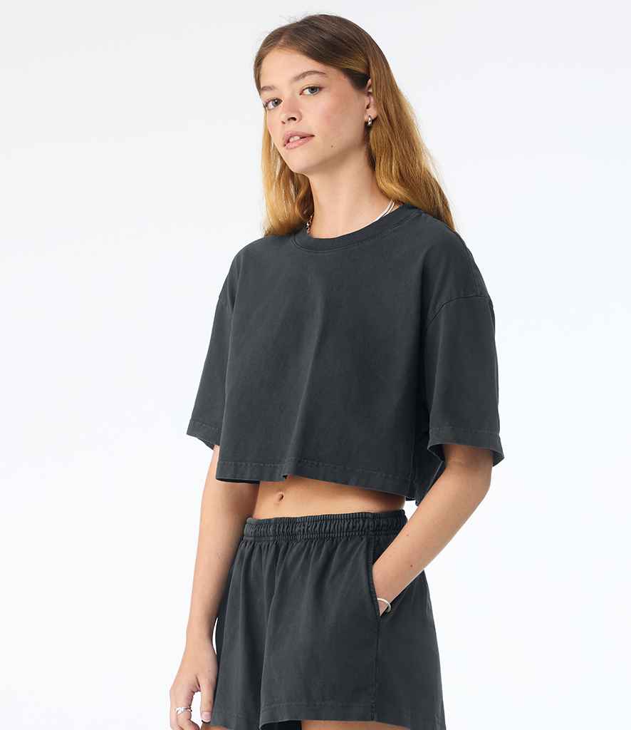 [BL6882 VWH S] Bella Ladies Heavyweight Washed Cropped T-Shirt (S, Vintage White)