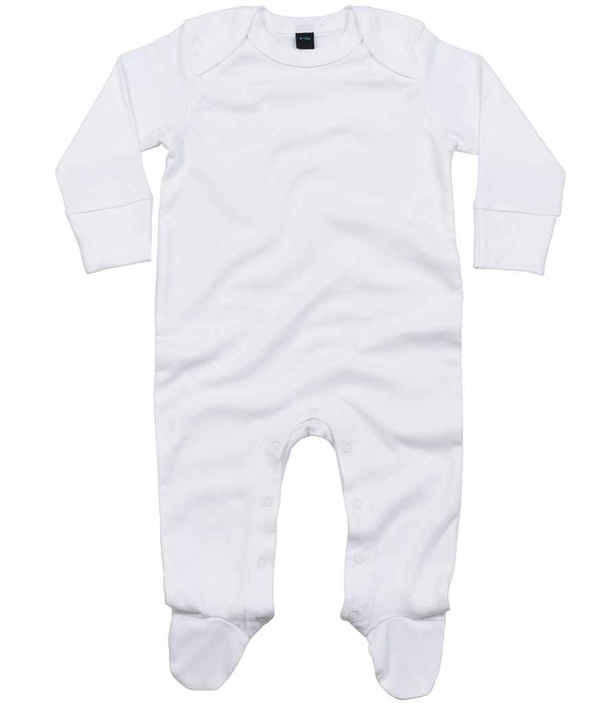 [BZ35 WHI 6-12] BabyBugz Baby Sleepsuit with Scratch Mitts (White)