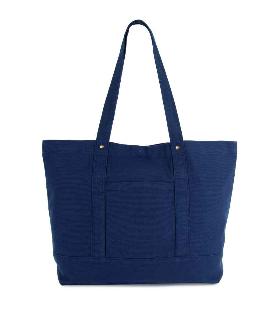 [KI3214 WNV ONE] Kimood Washed Cotton Shopper Bag (Washed Navy)