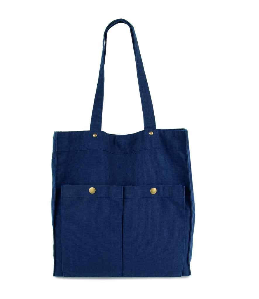 [KI3215 WNV ONE] Kimood Washed Cotton Bag with Pockets (Washed Navy)