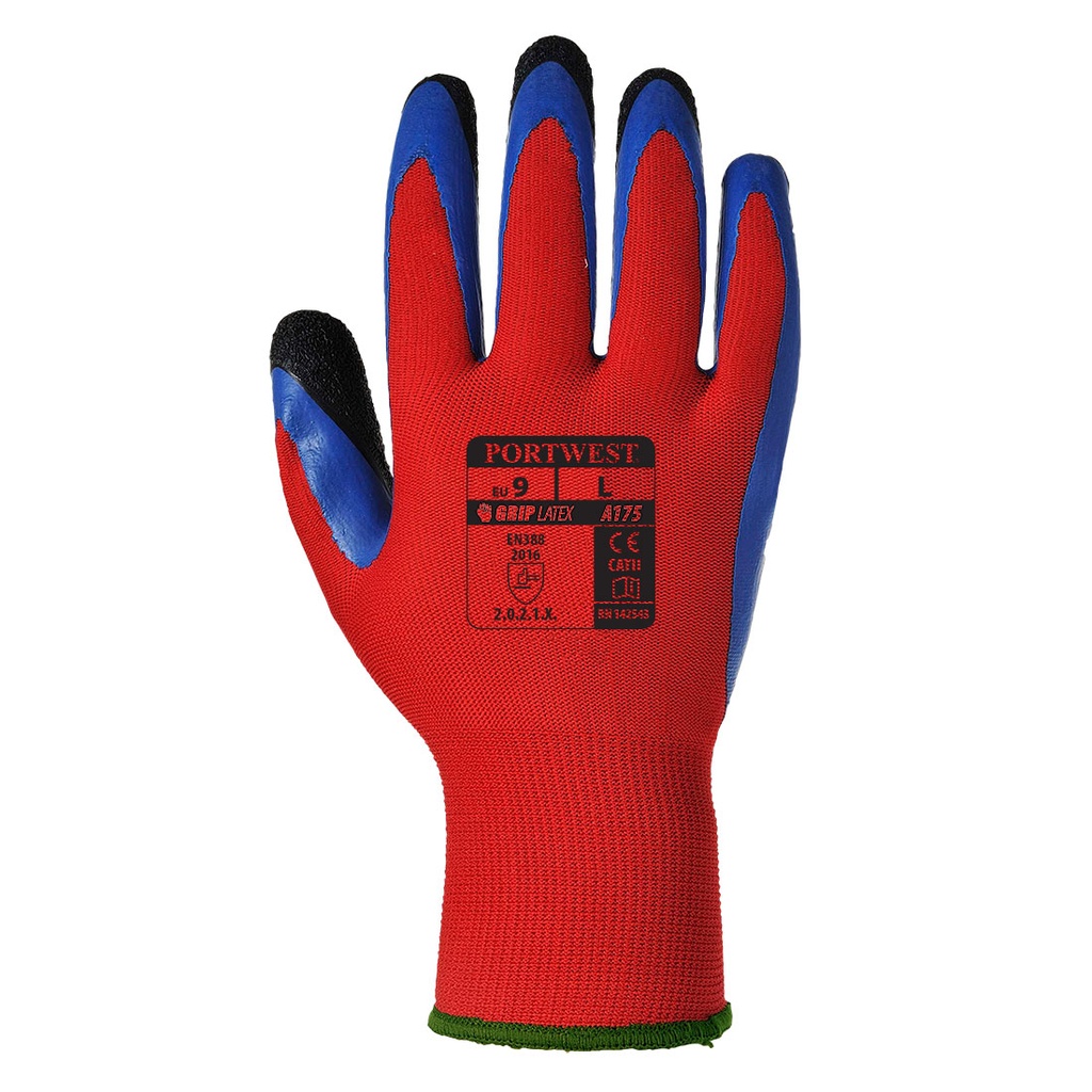 [A175R4RM] Grip 13 Latex Double Coated Glove (Red/Blue, M)