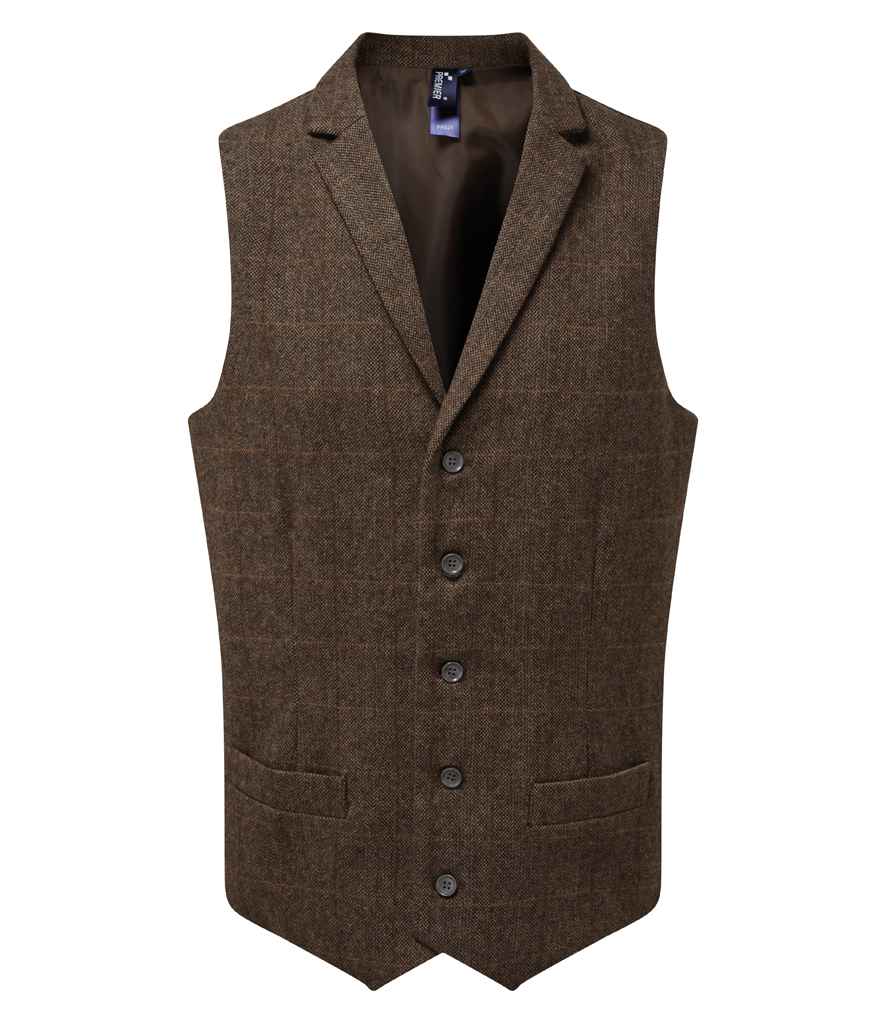 [PR625 BRN XS] Premier Herringbone Waistcoat (XS, Brown)