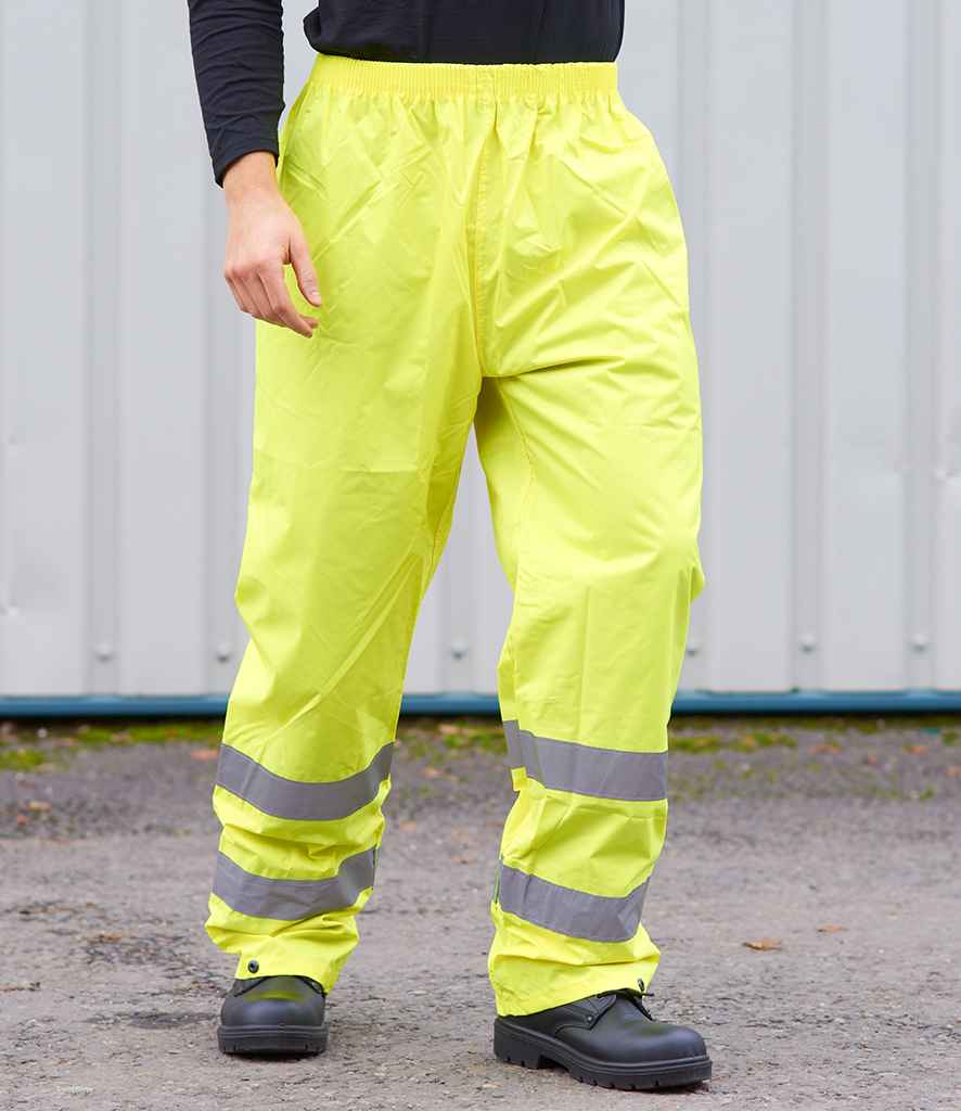 [PW012 YEL S] Portwest Hi-Vis Rain Trousers (S)