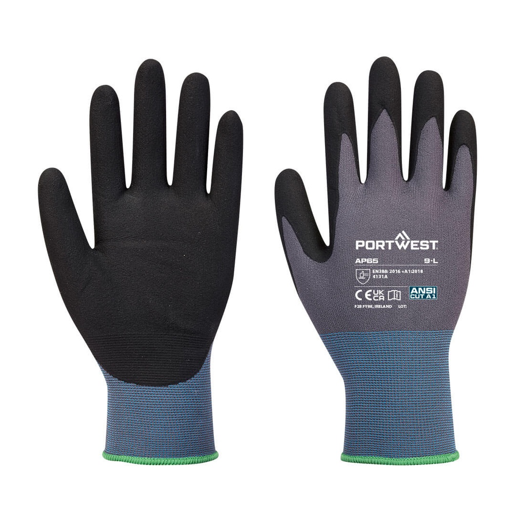 [AP65K7RXS] Grip 15 Nitrile Foam Texpel Glove Black/Grey (XS)