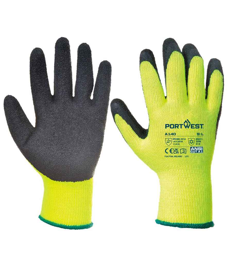 [PW071 YEL M] Portwest Thermal Grip Gloves (M, Yellow)