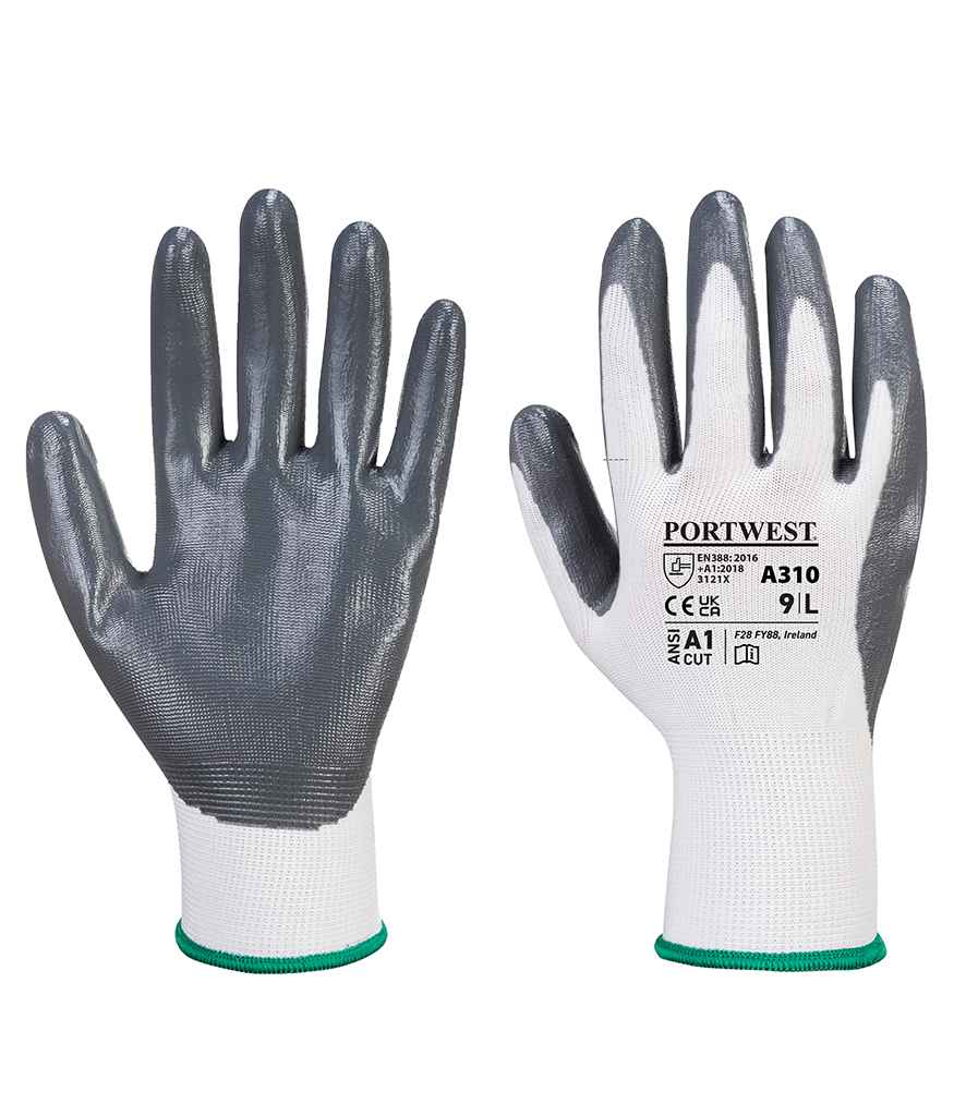 [PW074 GRE M] Portwest Flexo Grip Nitrile Gloves (M)