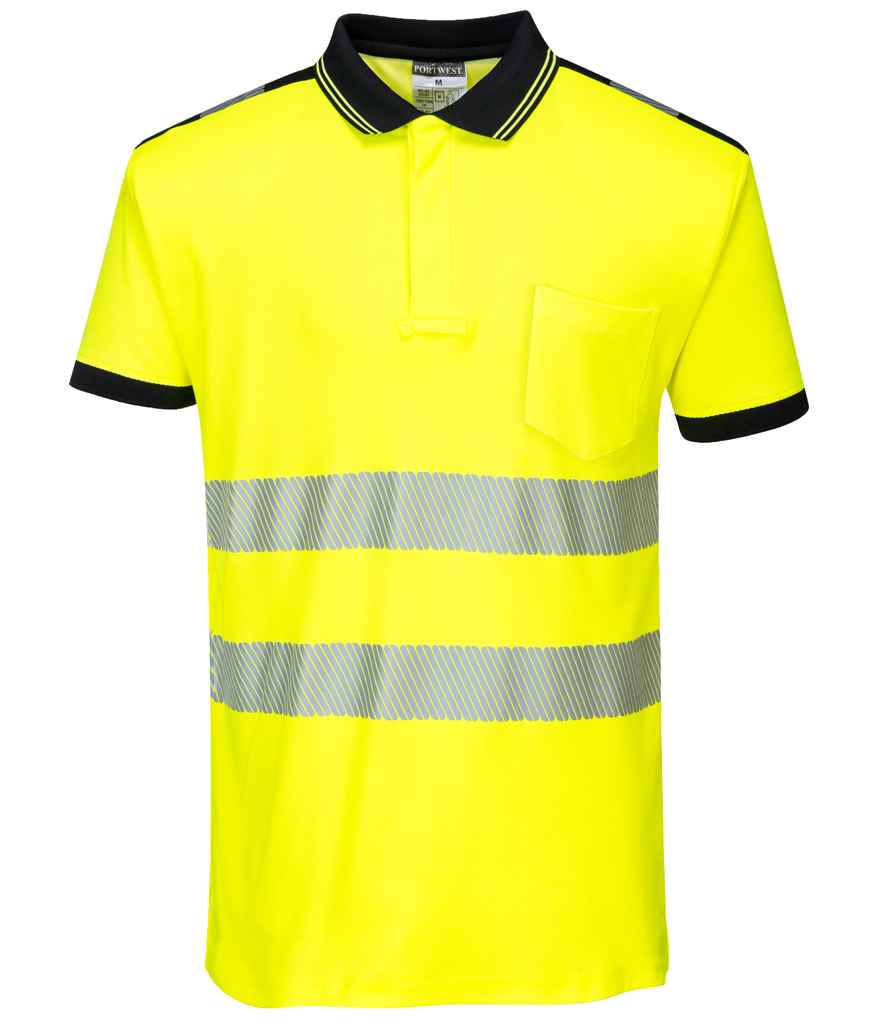 [PW1003 YL/BK S] Portwest PW3 Hi-Vis Polo Shirt (S, Yellow/Black)