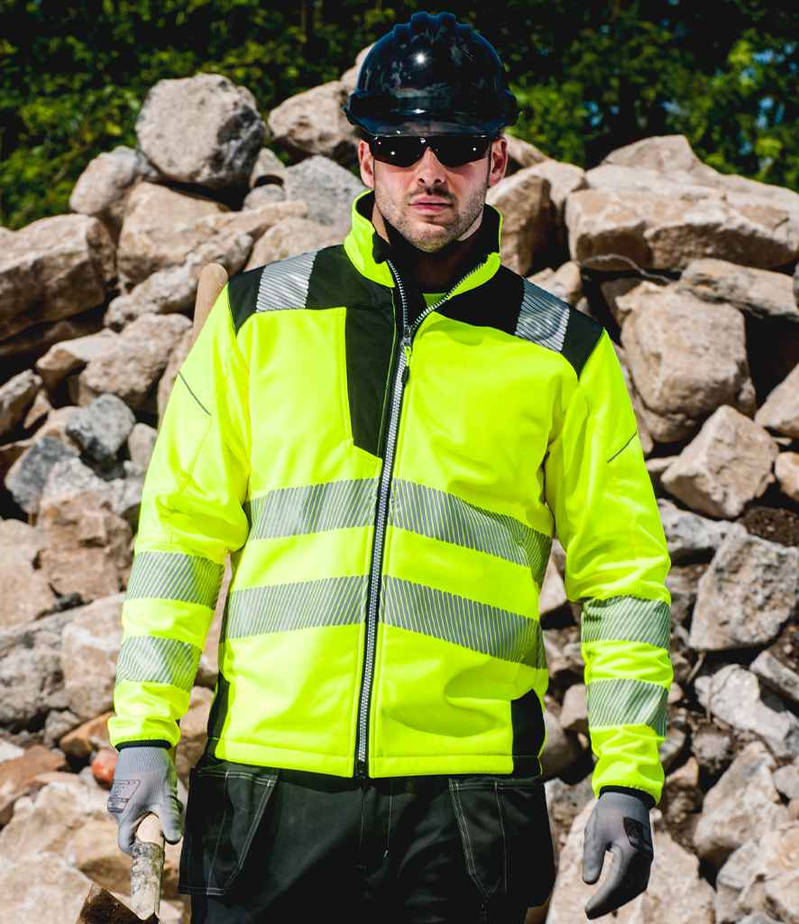 [PW1011 YL/BK S] Portwest PW3 Hi-Vis Soft Shell Jacket (S, Yellow/Black)
